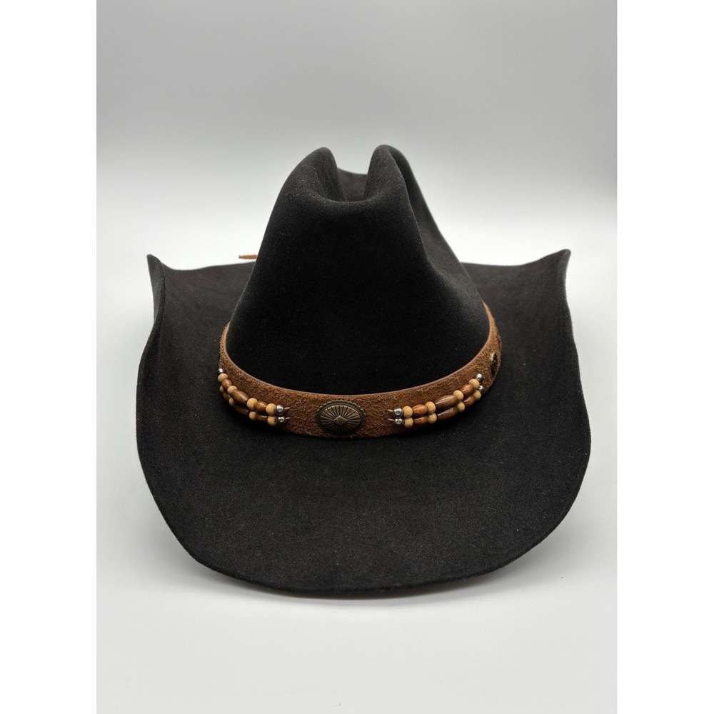 Stetson 4X Cowboy Hat Black Custom Band Size 7 1/8 Medium